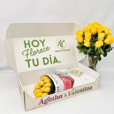 florero de rosas amarillas Bogota y medellin