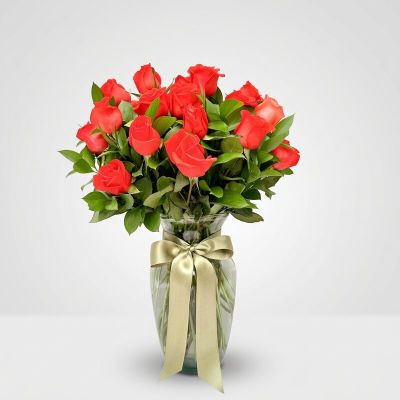 Florero con Rosas Salmon o Naranja