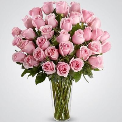 FLORERO DE ROSAS ROSADAS X 36