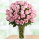 Florero de rosas rosadas x 36