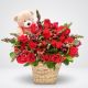 Ramo de Rosas y Flores con Oso de peluche