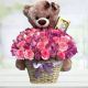 Canasta de Rosas Rosadas con Oso y Chocolates a Domicilio en Colombia
