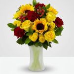 FLORERO DE ROSAS Y GIRASOLES 
