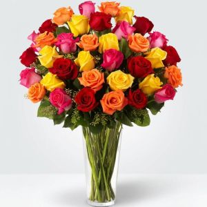 Florero de Rosas de Colores Arreglo Floral Elegante en Panamá