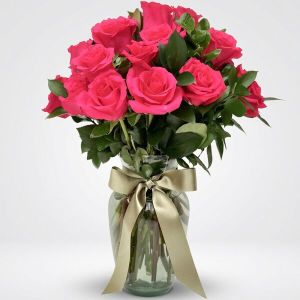 FLORERO DE 24 ROSAS FUCSIA 